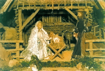 Alte Krippenfiguren der Krippe in Schmerlenbach
